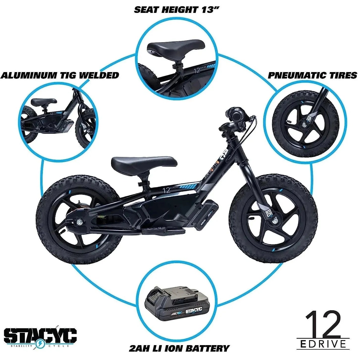 STACYC 12 eDrive - 12" Electric Kids Balance Bike / Stability Cycle