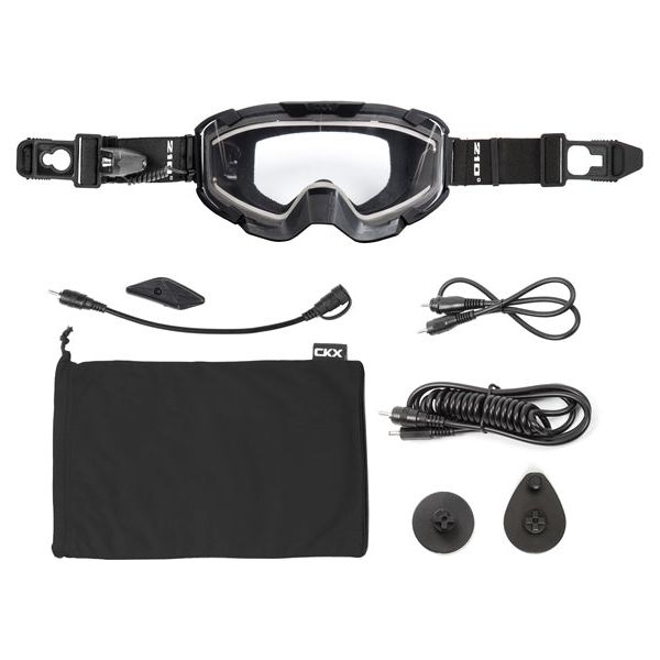 heated goggles snowmobile CKX Insulated Electric 210 Goggles For Trail Matte Black with Clear