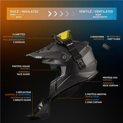 CKX Titan Matte Black Original Helmet - Trail and Backcountry - Included 210° Goggles