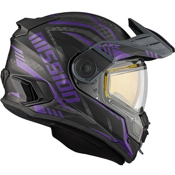 colored shield on purple motorcycle helmets CKX Mission Code Helmet, Matte Yellow / XL / Electric