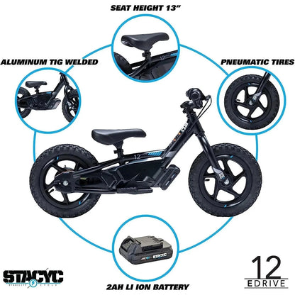 STACYC 12 eDrive - 12" Electric Kids Balance Bike / Stability Cycle