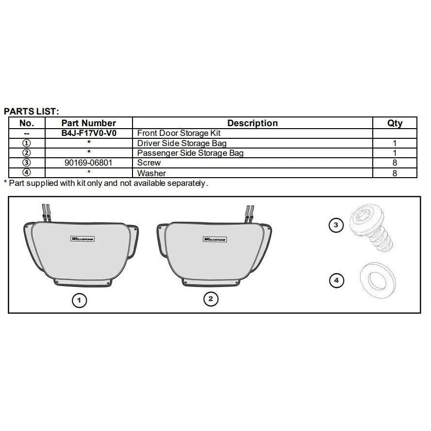 Yamaha 2021-2026  RMAX 2 / 4 & Wolverine 850 Door Storage Bags - B4J-F17V0-V0-00