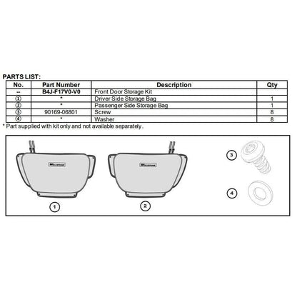 Yamaha 2021-2026  RMAX 2 / 4 & Wolverine 850 Door Storage Bags - B4J-F17V0-V0-00